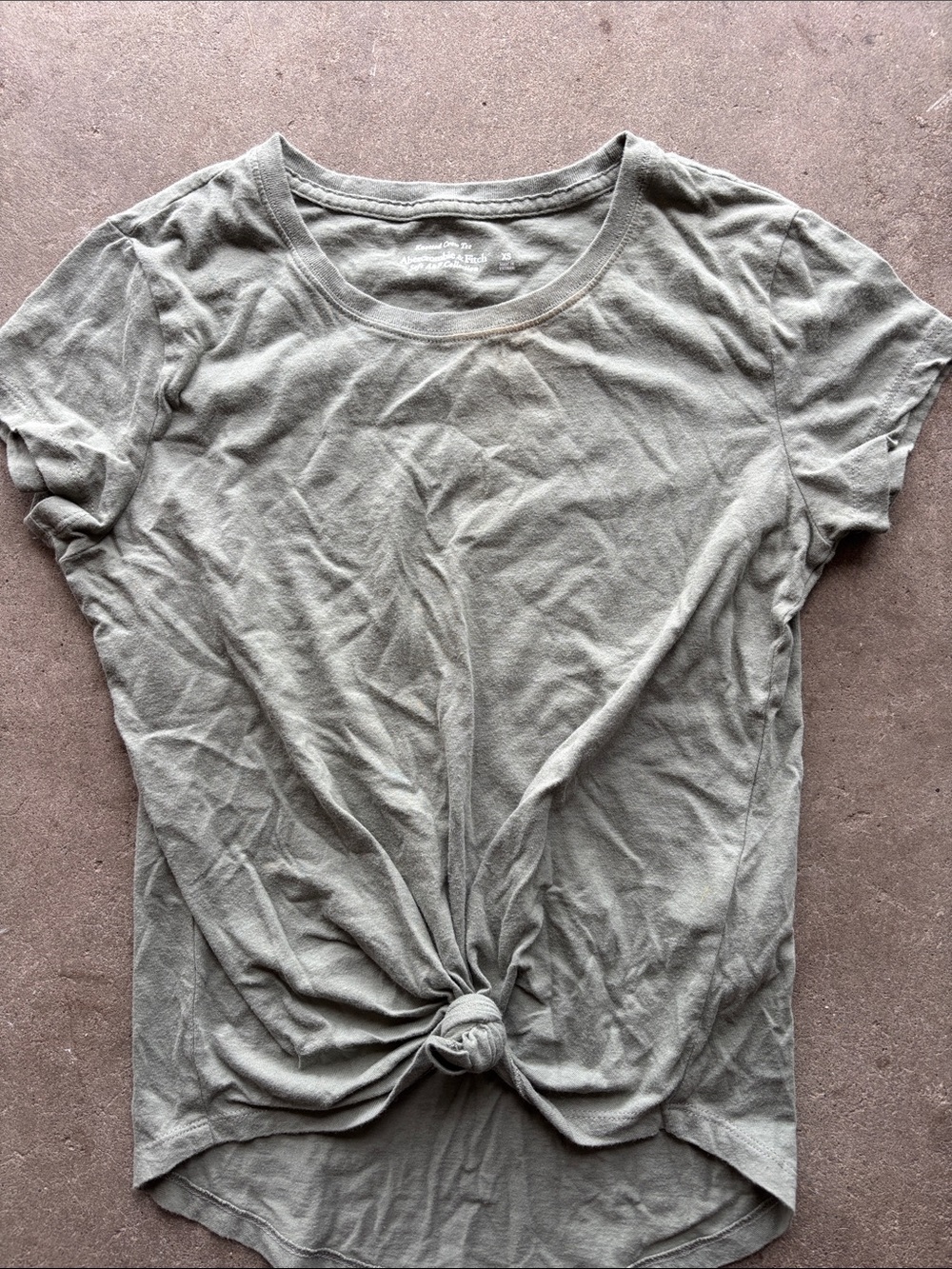 Abercrombie & Fitch Olive Knot-Front Short Sleeve Tee